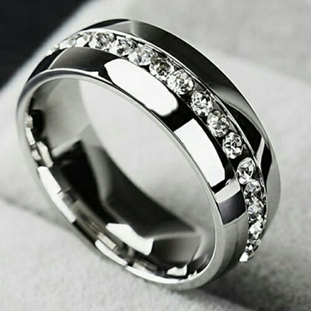 Comfort Fit Stainless Steel Ring Austrian …